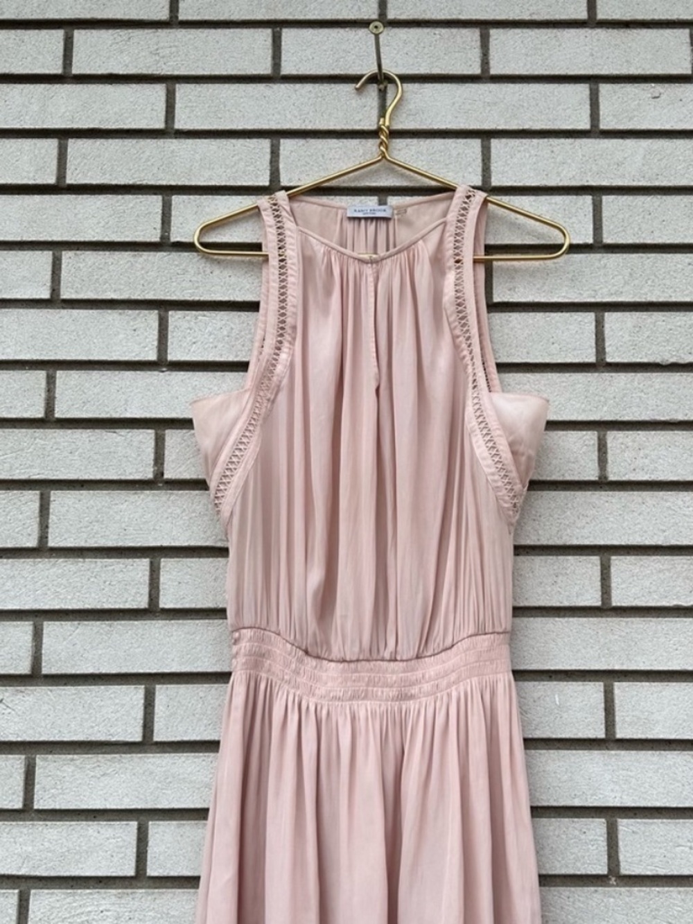 Ramy Brook Sleeveless Blush Pastel Pink Satin Mini Dress